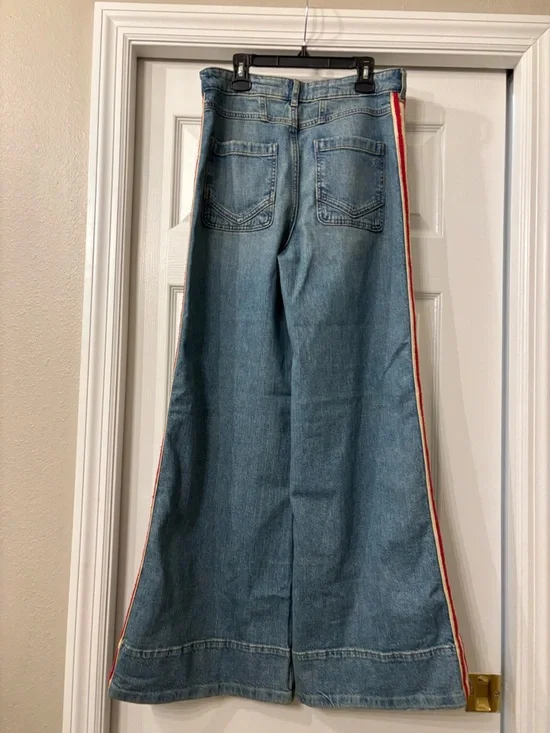 Pilcro Azura High Rise Wide Leg Track Stripe Jeans Size 27 - Picture 7 of 8